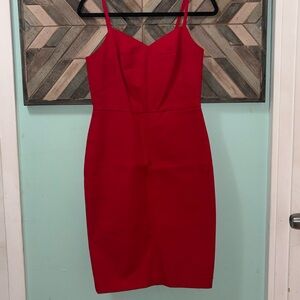 Banana Republic red midi- dress with back slit! Size 6.